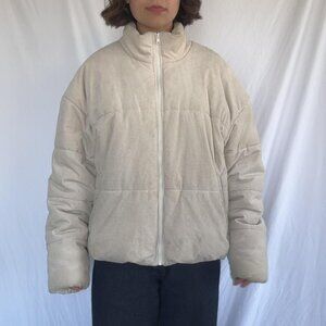 Alo cream corduroy stage puffer winter jacket